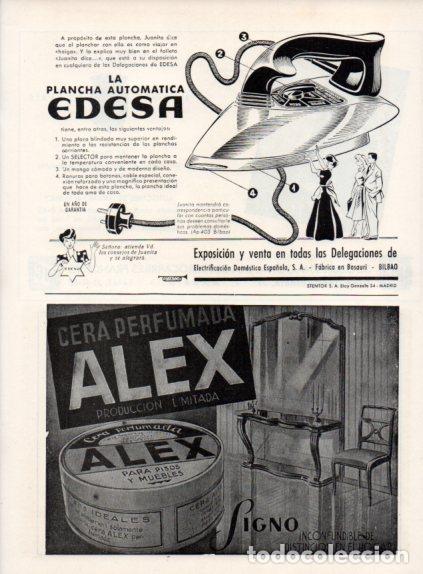 Collectionnisme Papier divers: LAMINA V55522: Publicidad Edesa plancha y Cera Alex