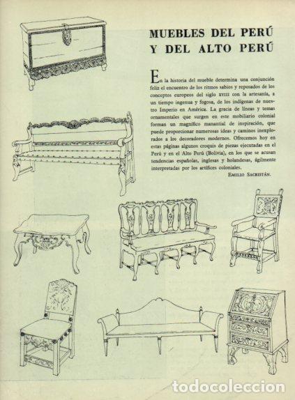 Collectionnisme Papier divers: LAMINA V55638: Muebles del Peru, croquis