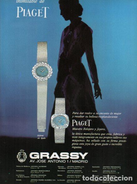 Otros art&iacute;culos de coleccionismo en papel: LAMINA V55989: Publicidad Piaget en Grassy