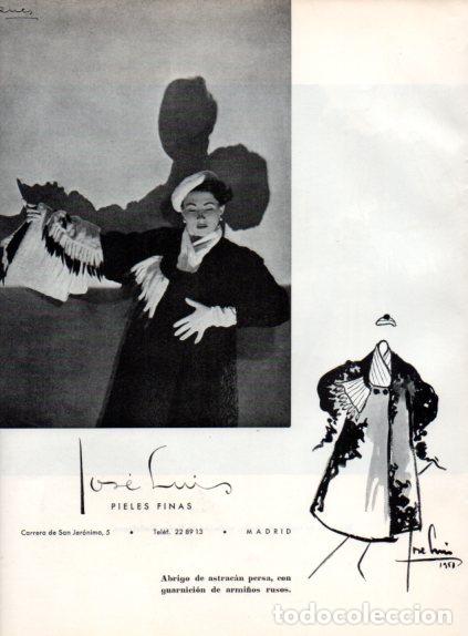 Otros art&iacute;culos de coleccionismo en papel: LAMINA V55667: Publicidad Jose Luis pieles finas, abrigo de astracan