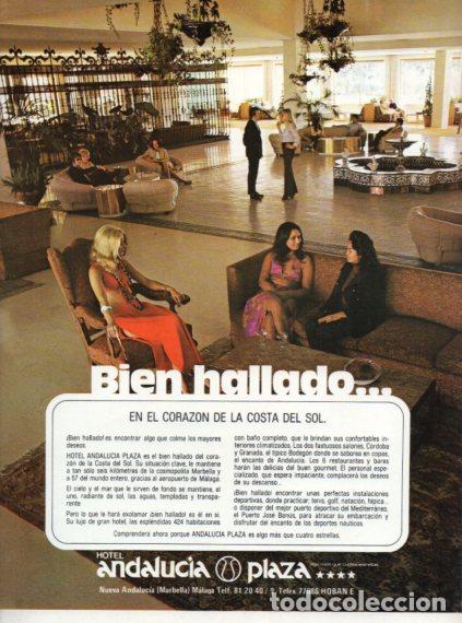 Collectionnisme Papier divers: LAMINA V55903: Publicidad Hotel Andalucia Plaza en Marbella