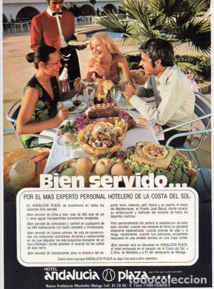 Outros artigos de papel: LAMINA V55932: Publicidad Hotel Andalucia Plaza, Marbella
