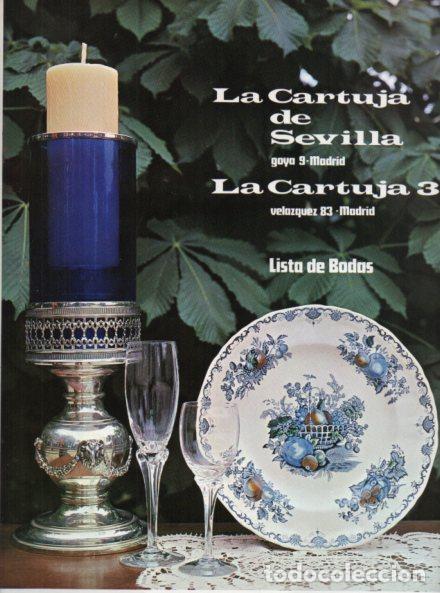 Otros art&iacute;culos de coleccionismo en papel: LAMINA V56016: Publicidad La Cartuja de Sevilla lista de bodas