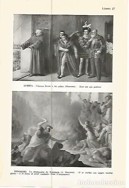 Otros art&iacute;culos de coleccionismo en papel: LAMINA 05358: Cisneros frente a los nobles por Manzano y La destruccion de Numancia - Varios