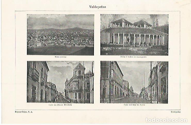 Otros art&iacute;culos de coleccionismo en papel: LAMINA ESPASA 29987: Vistas de Valdepe&ntilde;as Ciudad Real - Varios