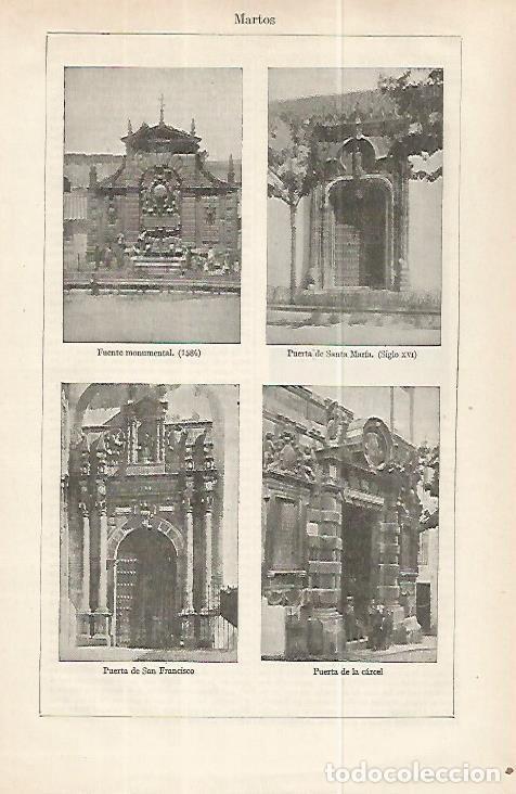 Otros art&iacute;culos de coleccionismo en papel: LAMINA ESPASA 32237: Fuente y Puertas de Martos, Jaen - Varios