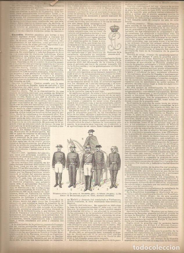 Otros art&iacute;culos de coleccionismo en papel: LAMINA 23190: Guardia Civil de 1908 - Varios
