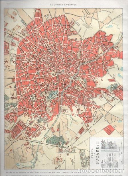 Otros art&iacute;culos de coleccionismo en papel: LAMINA V20947: Plano de Bucarest el 6 de diciembre - Augusto Riera