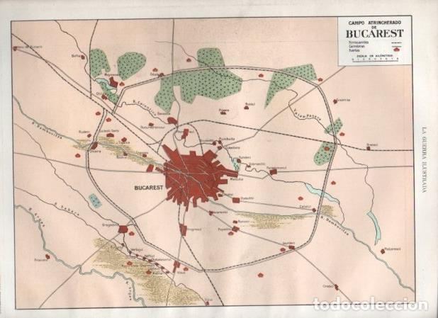 Otros art&iacute;culos de coleccionismo en papel: LAMINA V20888: Plano del campo atrincherado de Bucarest - Augusto Riera