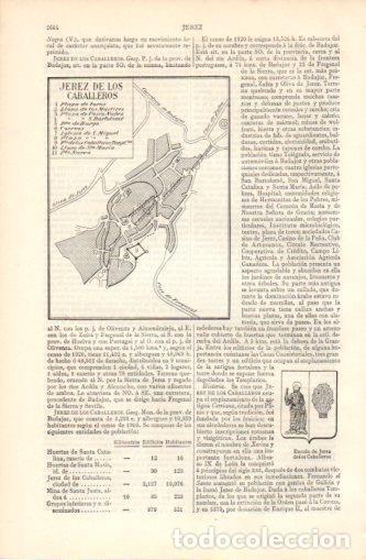 Outros artigos de papel: LAMINA V37423: Plano y escudo de Jerez de los Caballeros - Varios