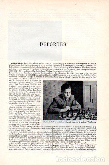 Outros artigos de papel: LAMINA V47349: Arturo Pomar campeon de ajedrez - Varios