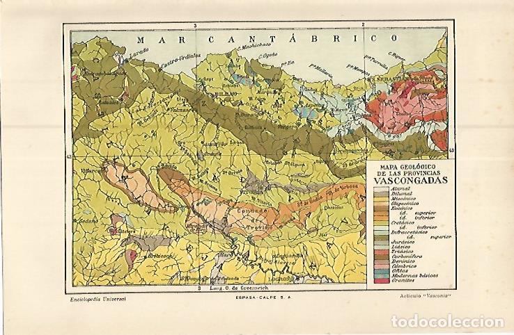 Paper Collecting Others: LAMINA ESPASA 17340: Mapa geologico del Pais Vasco - Varios