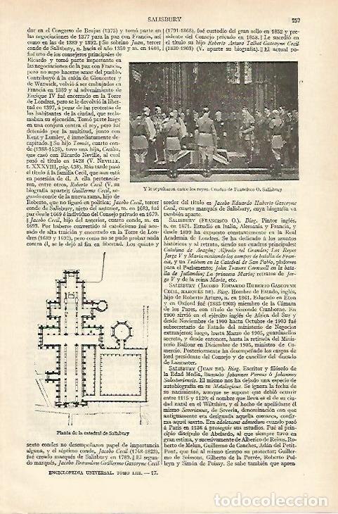 Paper Collecting Others: LAMINA ESPASA 18185: Planta de la Catedral de Salisbury - Varios