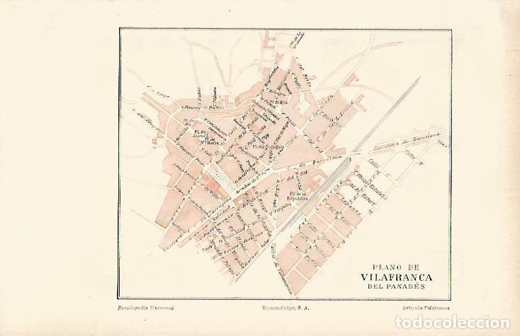 Altri oggetti di carta: LAMINA DE ESPASA 308: Plano de Vilafranca del Penedes - Varios autores