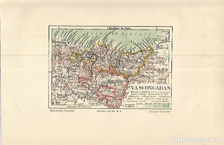Altri oggetti di carta: LAMINA ESPASA 17338: Mapa del Pais Vasco - Varios