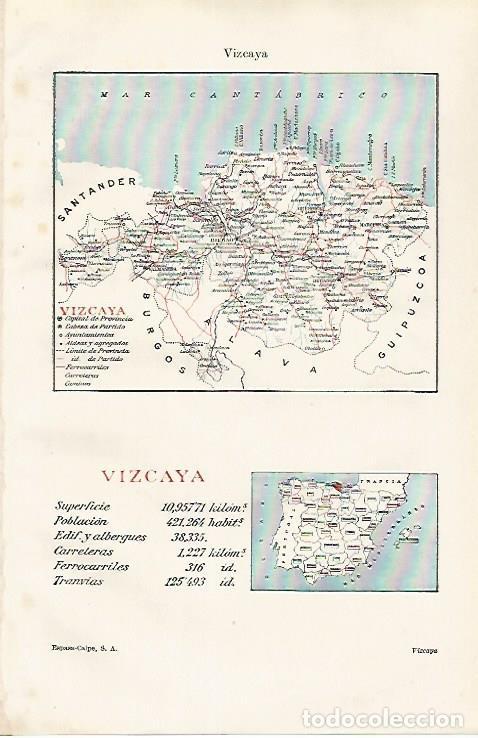 Otros art&iacute;culos de coleccionismo en papel: LAMINA ESPASA 30496: Mapa de la provincia de Vizcaya - Varios