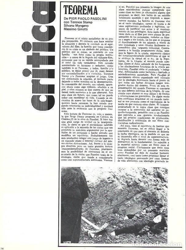 Otros art&iacute;culos de coleccionismo en papel: LAMINA 37598: Escena de Teorema de Pasolini - VVAA