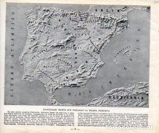 Otros art&iacute;culos de coleccionismo en papel: LAMINA V38925: Mapa principales tribus que poblaban la Espa&ntilde;a primitiva - Manuel Sandoval del Rio