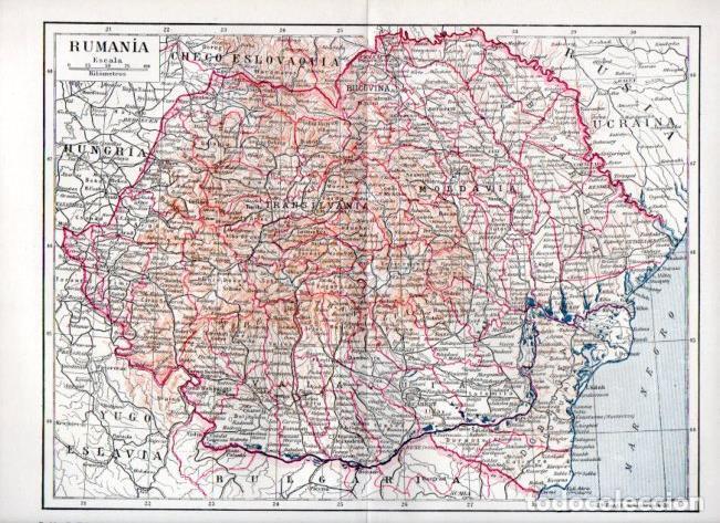 Otros art&iacute;culos de coleccionismo en papel: LAMINA V41878: Mapa de Rumania - Varios