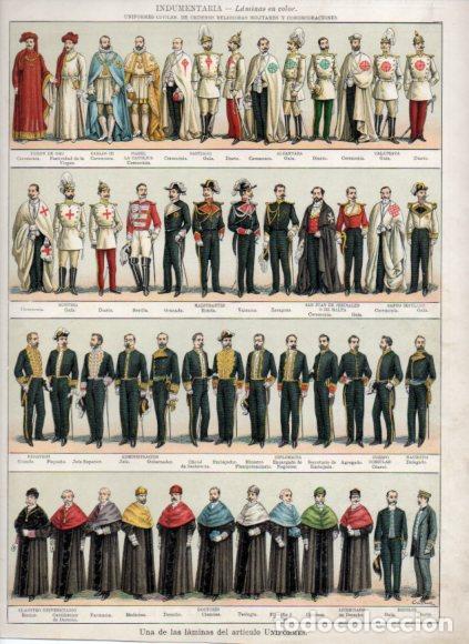 Otros art&iacute;culos de coleccionismo en papel: LAMINA V53487: Uniformes de ordenes religiosas, militaries y condecoraciones. Diccionario Universal