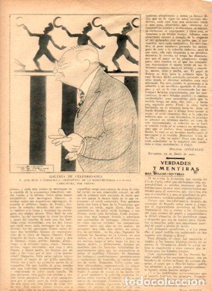 Otros art&iacute;culos de coleccionismo en papel: LAMINA V51995: Jose Puig y Cadafalch caricatura por Fresno