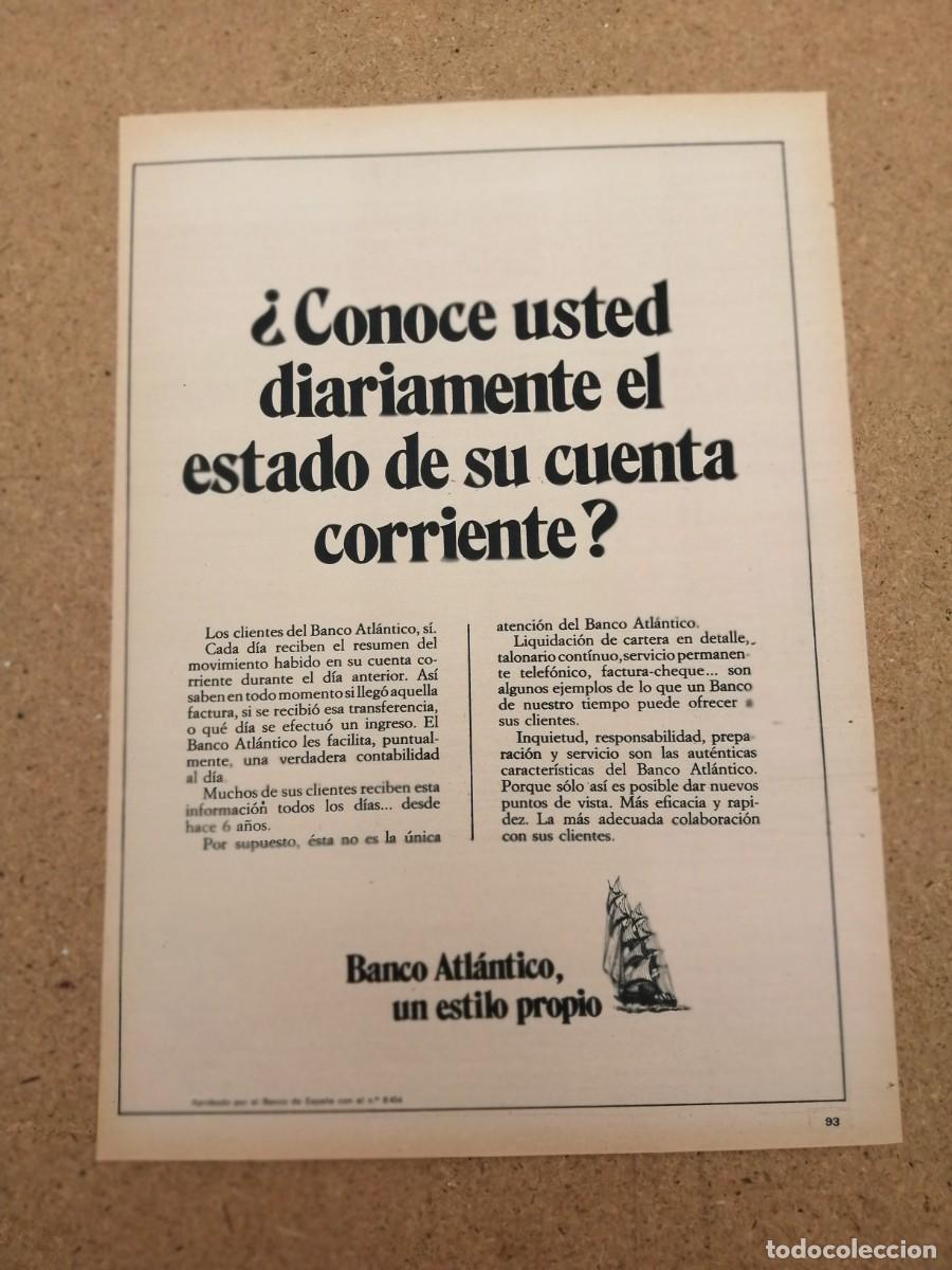 Otros art&iacute;culos de coleccionismo en papel: ANUNCIO. BANCO ATLANTICO