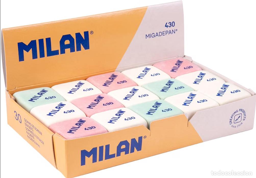 Otros art&iacute;culos de coleccionismo en papel: MILAN Caja 30 gomas miga de pan 430 cuadradas