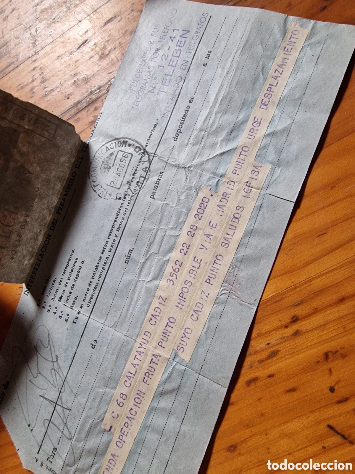 Otros art&iacute;culos de coleccionismo en papel: Viejo telegrama del a&ntilde;o 56,ver fotos