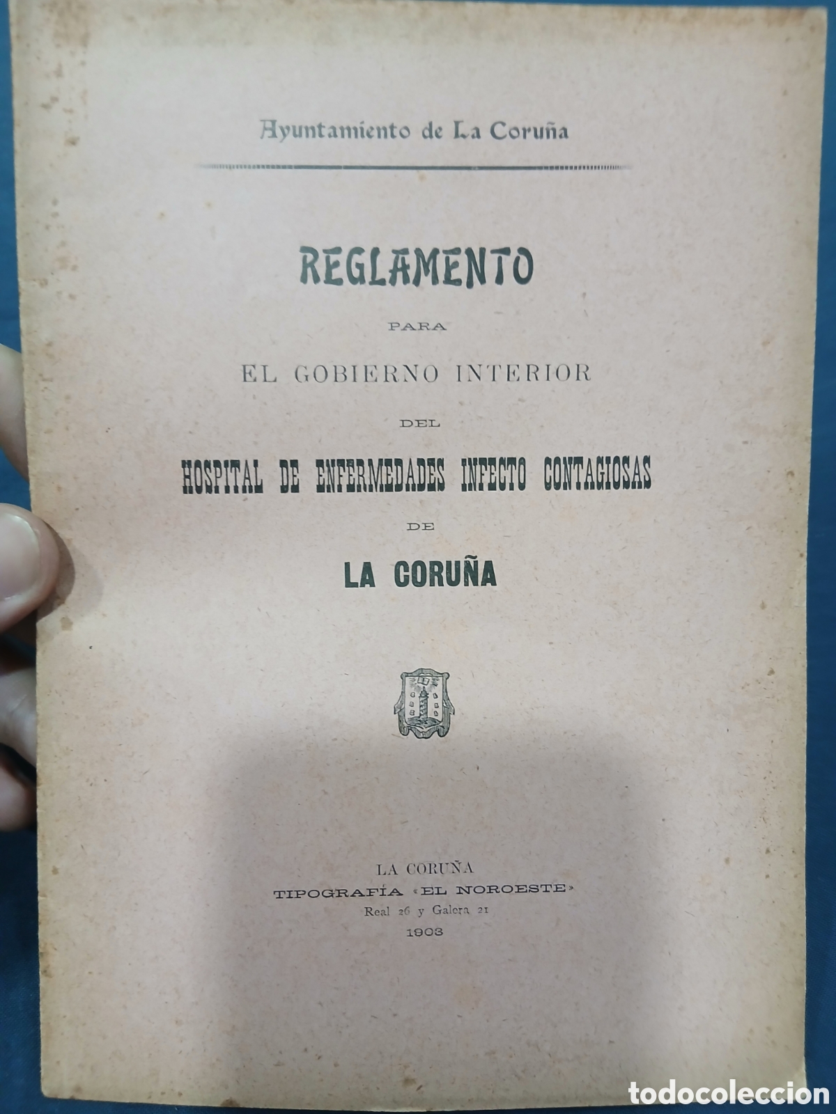 Paper Collecting Others: Reglamento del hospital de enfermedades contagiosas. La Coru&ntilde;a. 1924. (L135)