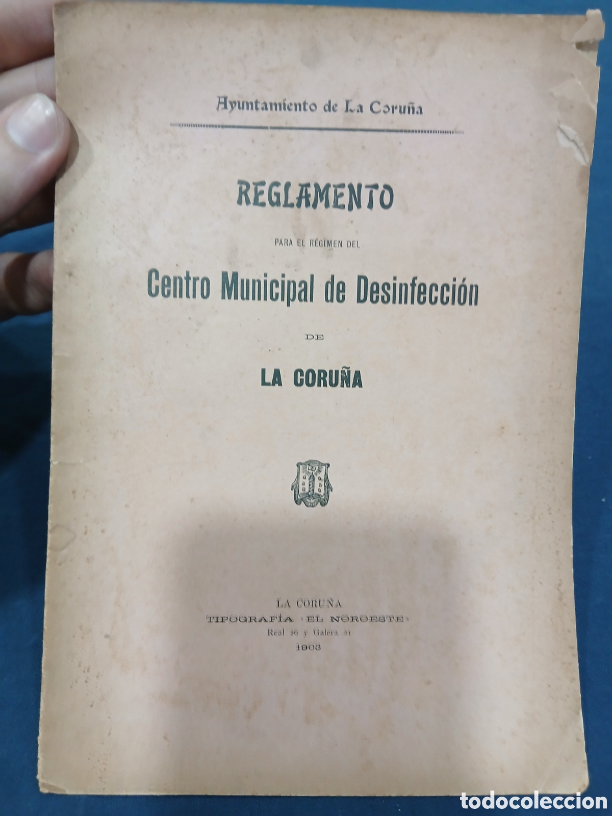 Paper Collecting Others: Reglamento del centro municipal de desinfecci&oacute;n. La Coru&ntilde;a. 1903. (L135)