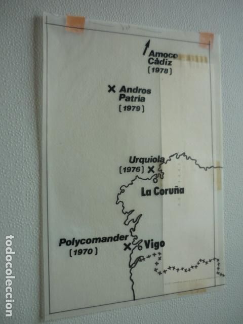 Paper Collecting Others: MAPA LA CORU&Ntilde;A CASTASTROFES PETROLERAS GALICIA A&Ntilde;OS 70 18 X 24 CM