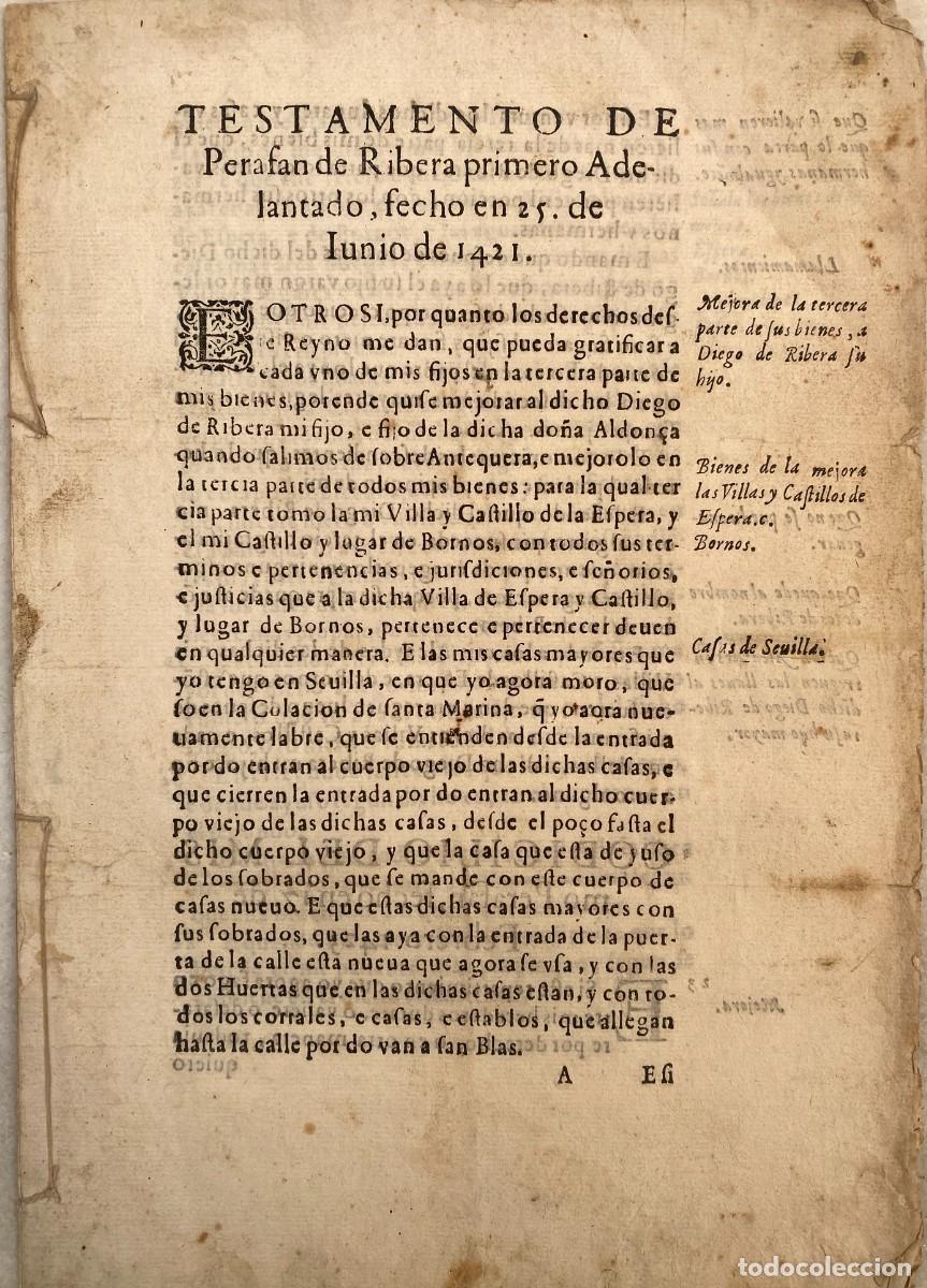 Otros art&iacute;culos de coleccionismo en papel: Testamentos de Adelantados mayores Andaluc&iacute;a. Familia Af&aacute;n de Ribera. s. XVI-XVII.