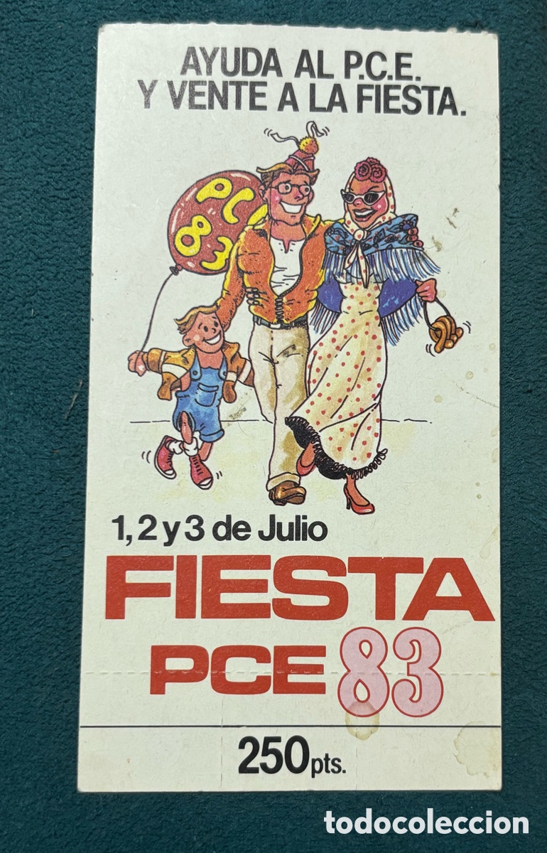 Otros art&iacute;culos de coleccionismo en papel: Invitaci&oacute;n fiesta del PCE 1983