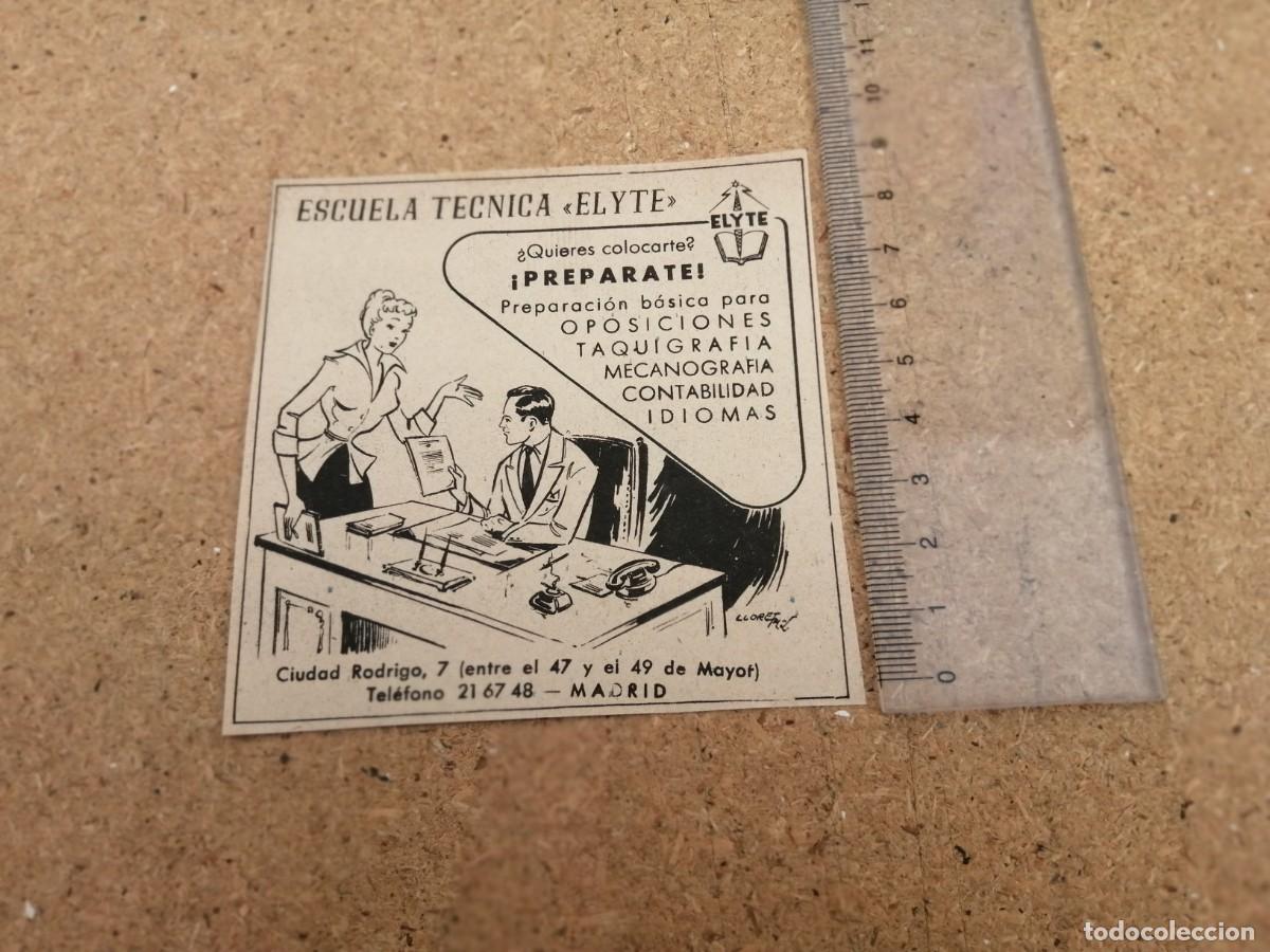 Otros art&iacute;culos de coleccionismo en papel: ANUNCIO. ESCUELA TECNICA ELYTE (MADRID)