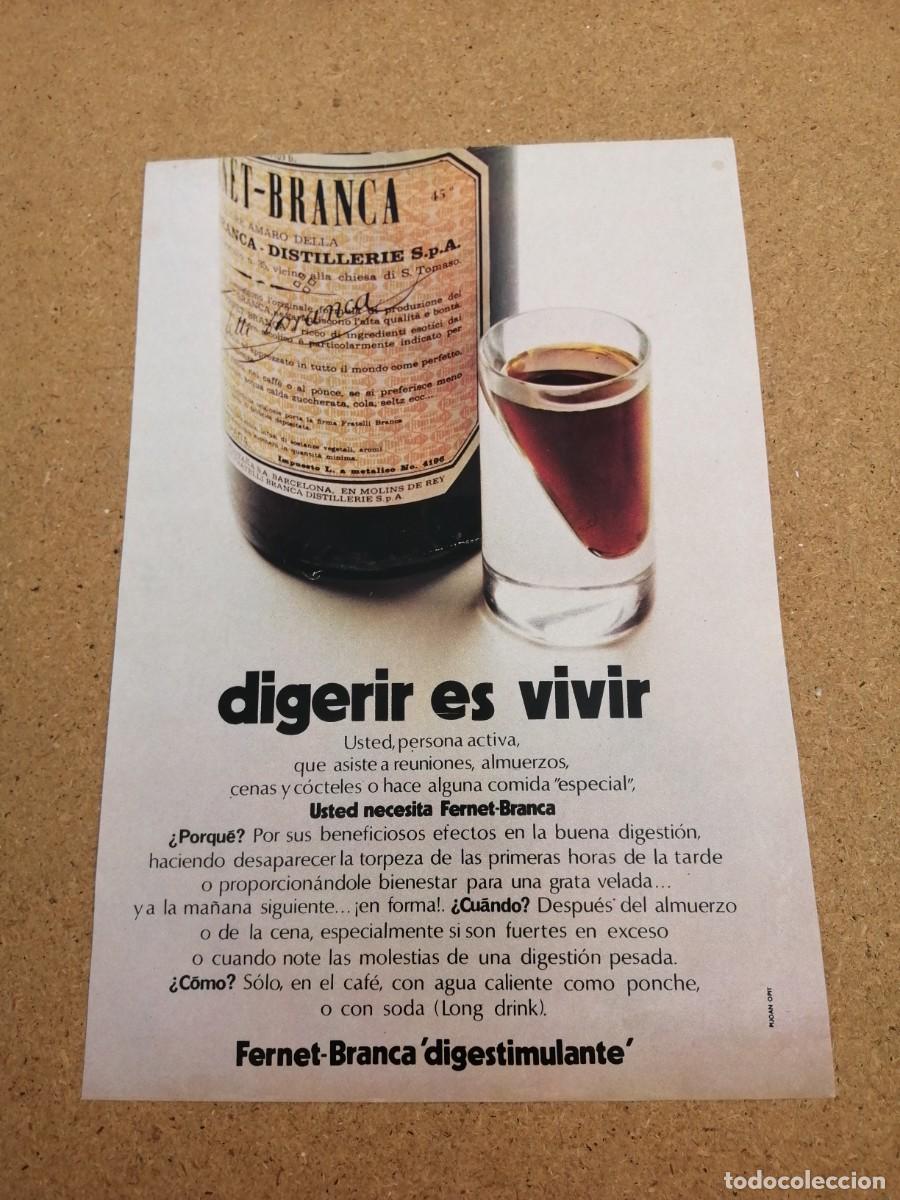 Otros art&iacute;culos de coleccionismo en papel: ANUNCIO. DIGESTIVO FERNET BRANCA