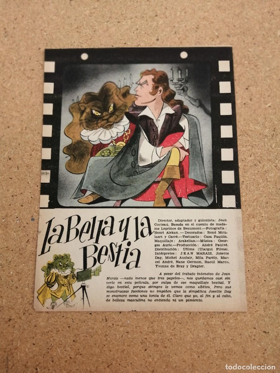 Otros art&iacute;culos de coleccionismo en papel: CRONICA DE CINE. LA BELLA Y LA BESTIA (UN FILM DE JEAN COCTEAU)