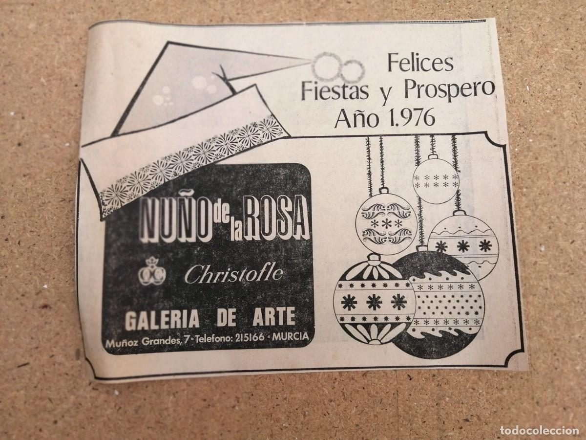 Otros art&iacute;culos de coleccionismo en papel: ANUNCIO. GALERIA DE ARTE NU&Ntilde;O DE LA ROSA, MURCIA. FELICES FIESTAS Y PROSPERO A&Ntilde;O 1976