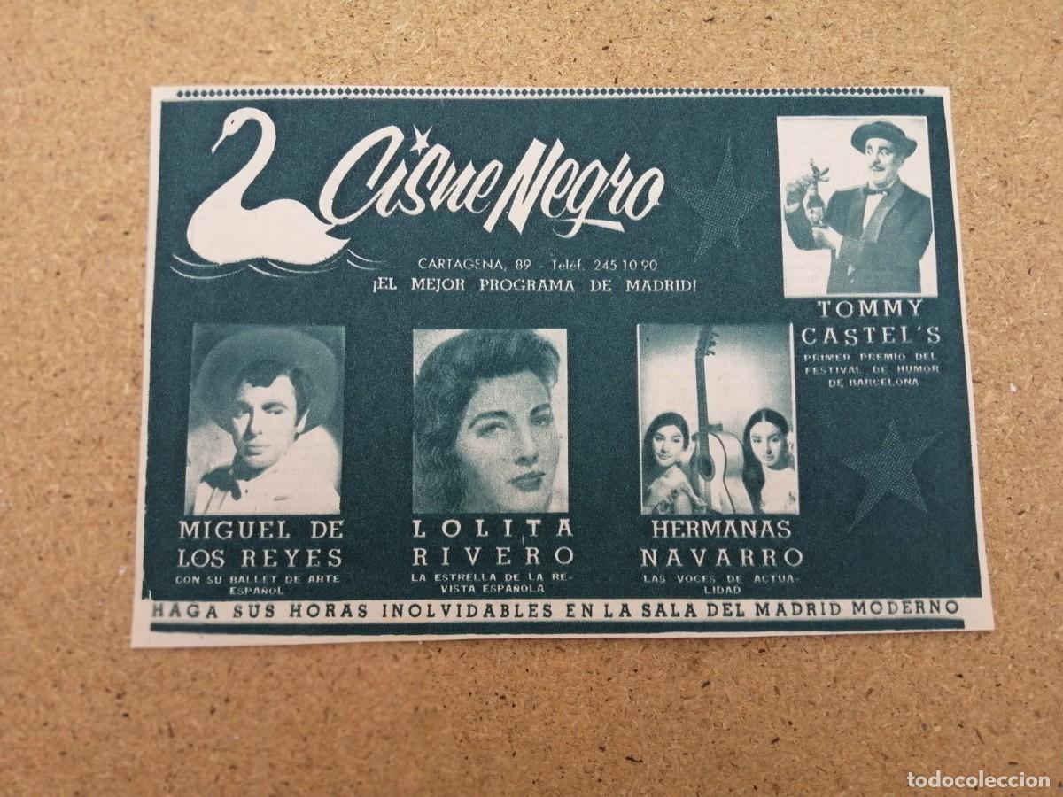 Otros art&iacute;culos de coleccionismo en papel: ANUNCIO. SALA DE FIESTAS CISNE NEGRO (MADRID) HERMANAS NAVARRO - TOMMY CASTEL'S - LOLITA RIVERO