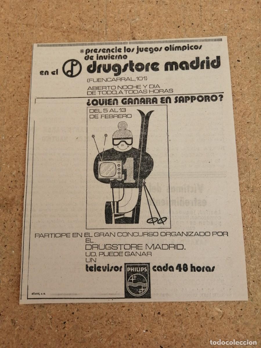 Otros art&iacute;culos de coleccionismo en papel: ANUNCIO. DRUGSTORE MADRID. GRAN CONCURSO, QUIEN GANARA EN SAPPORO?
