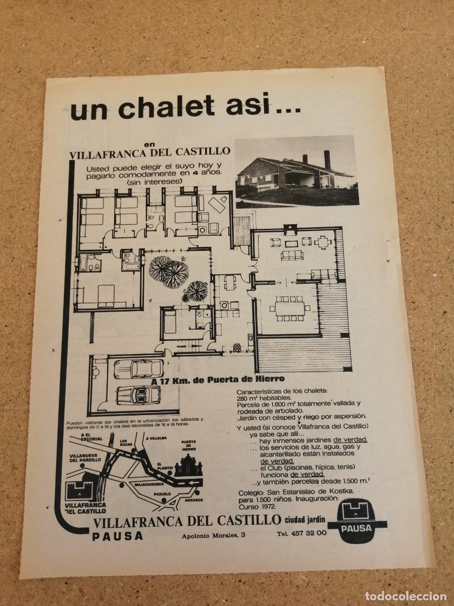 Otros art&iacute;culos de coleccionismo en papel: ANUNCIO. UN CHALET ASI EN VILLAFRANCA DEL CASTILLO, MADRID