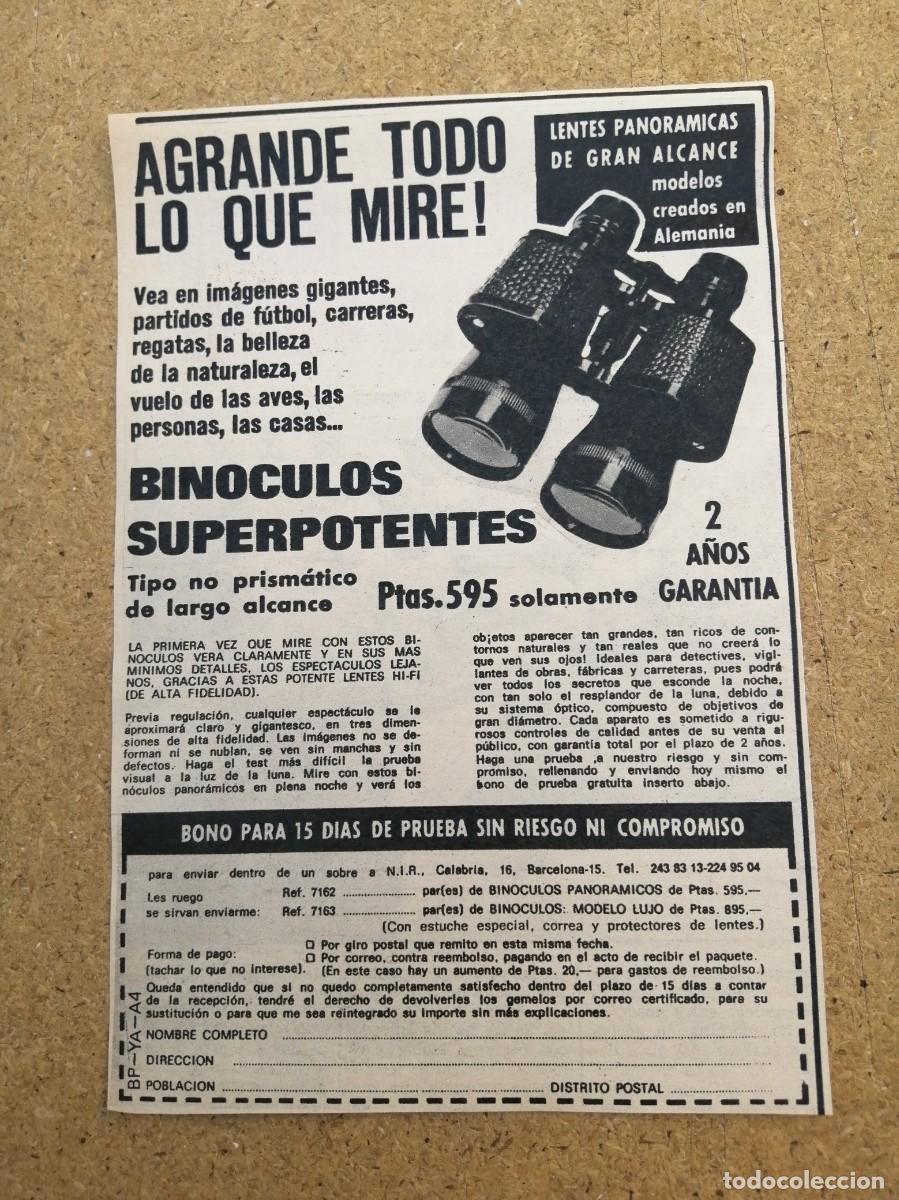 Otros art&iacute;culos de coleccionismo en papel: ANUNCIO. BINOCULOS SUPERPOTENTES