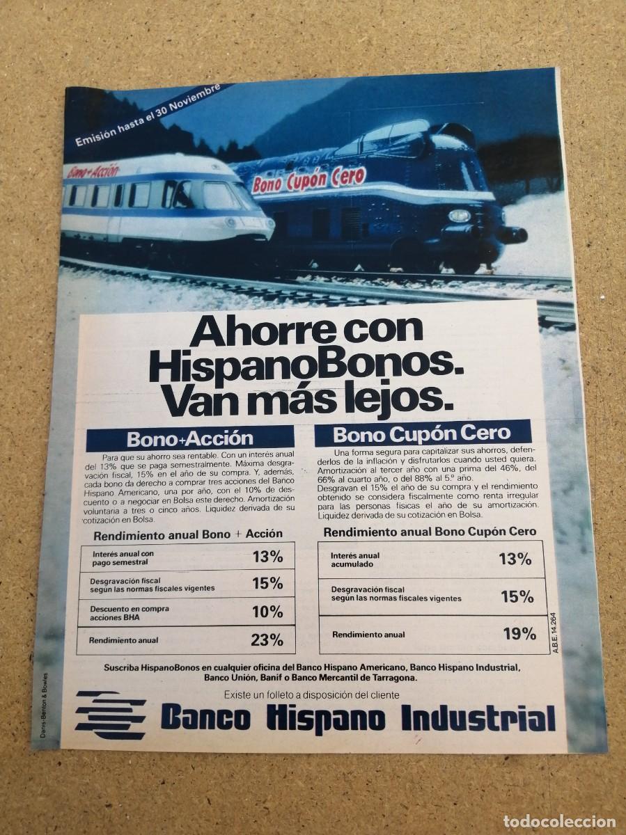 Otros art&iacute;culos de coleccionismo en papel: ANUNCIO. BANCO HISPANO INDUSTRIAL