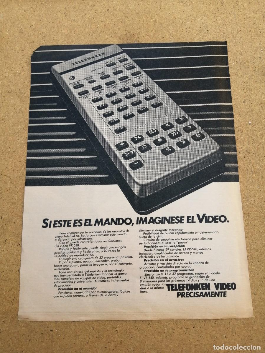 Otros art&iacute;culos de coleccionismo en papel: ANUNCIO. TELEFUNKEN VIDEO
