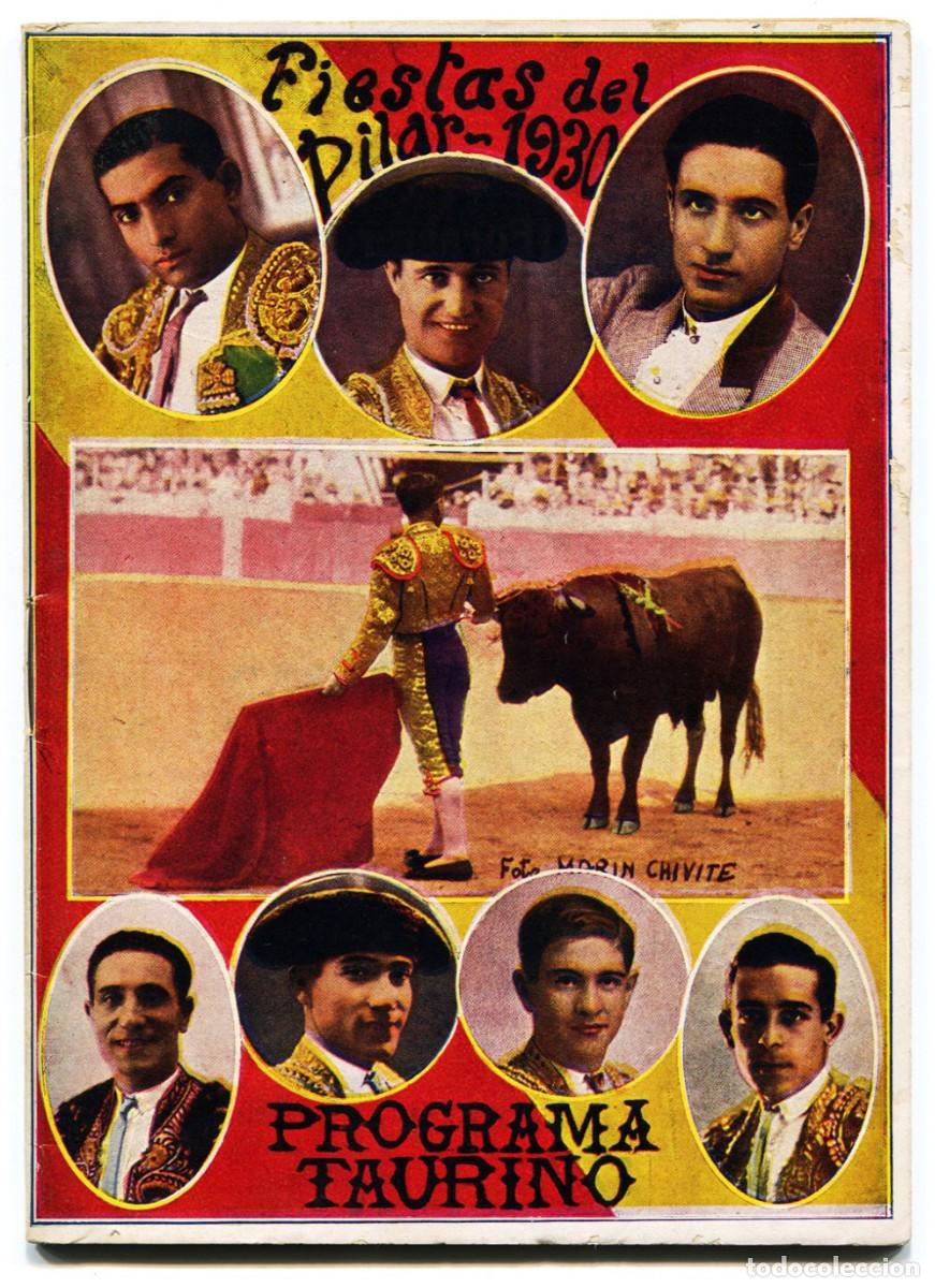 Otros art&iacute;culos de coleccionismo en papel: Fiestas del Pilar 1930. Programa Taurino. Zaragoza, 1930.