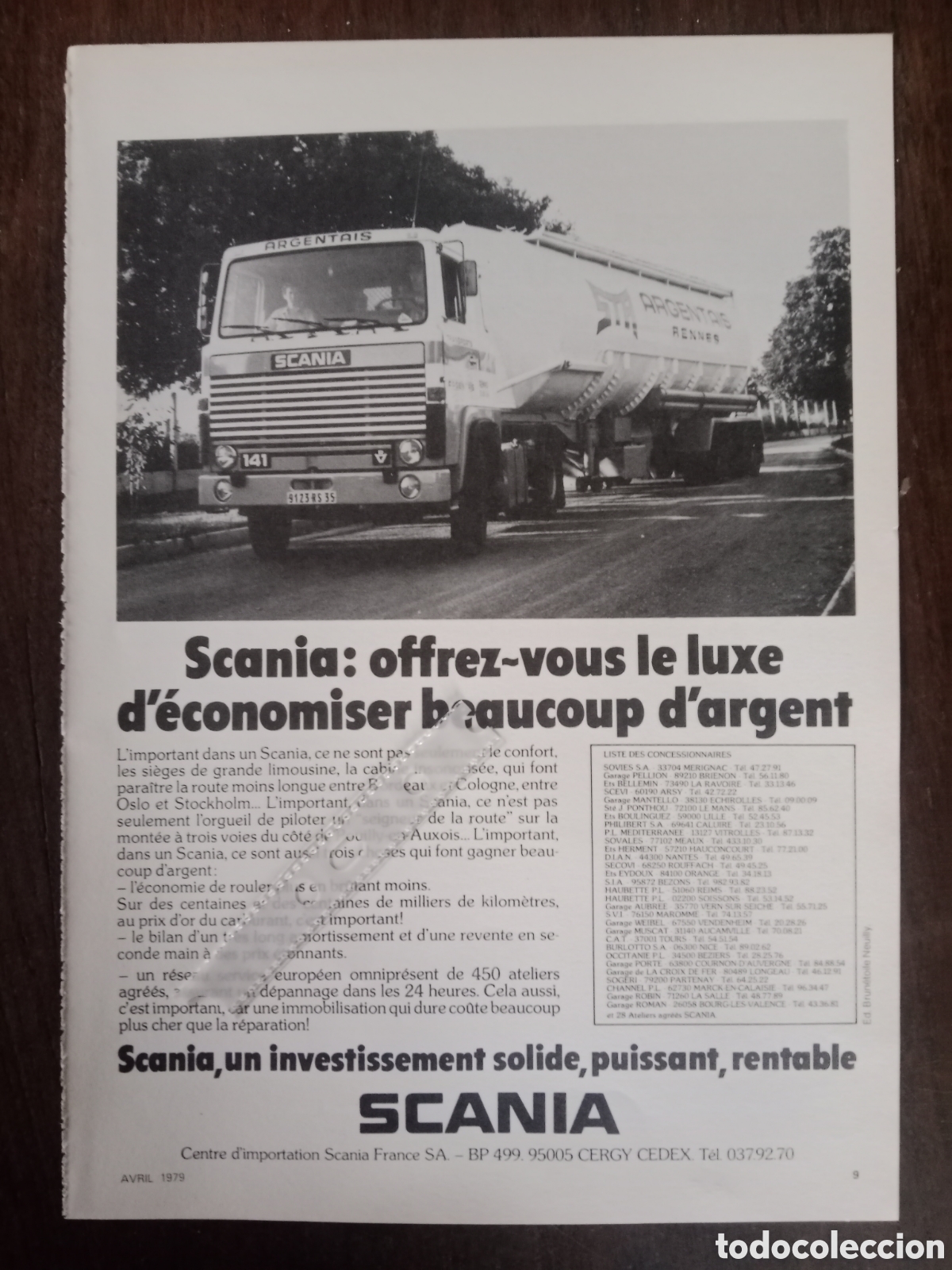 Otros art&iacute;culos de coleccionismo en papel: Publicidad cami&oacute;n Scania 141 de 1979