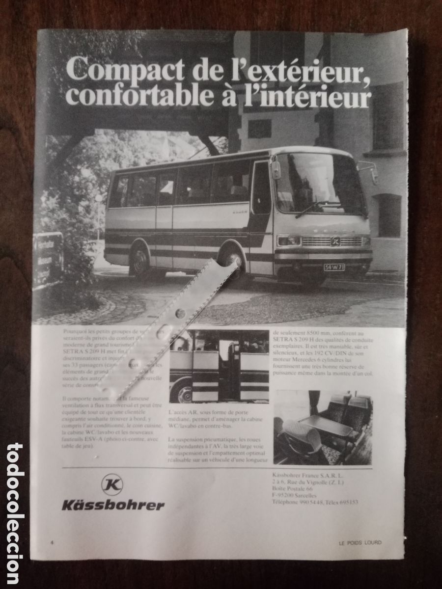Otros art&iacute;culos de coleccionismo en papel: Publicidad autob&uacute;s kassbphrer setra de 1979