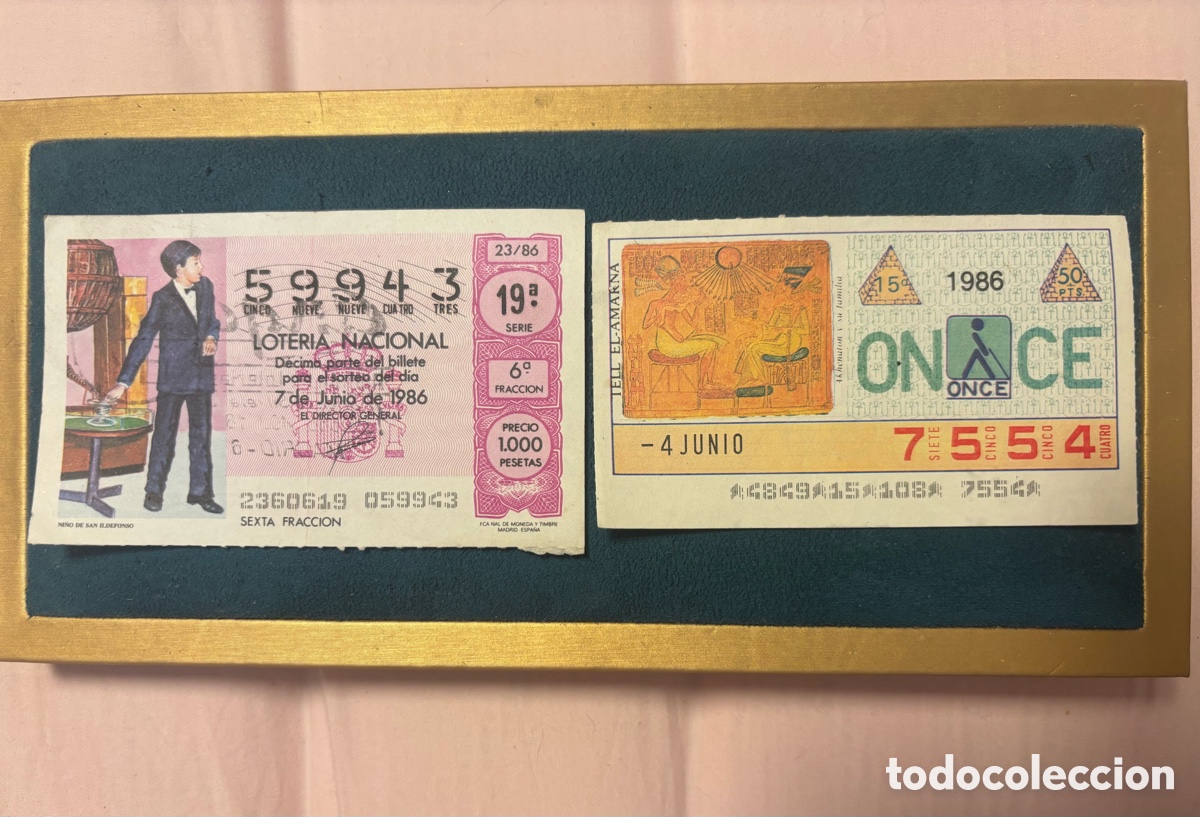 Otros art&iacute;culos de coleccionismo en papel: D&eacute;cimo loter&iacute;a y cup&oacute;n once 1986
