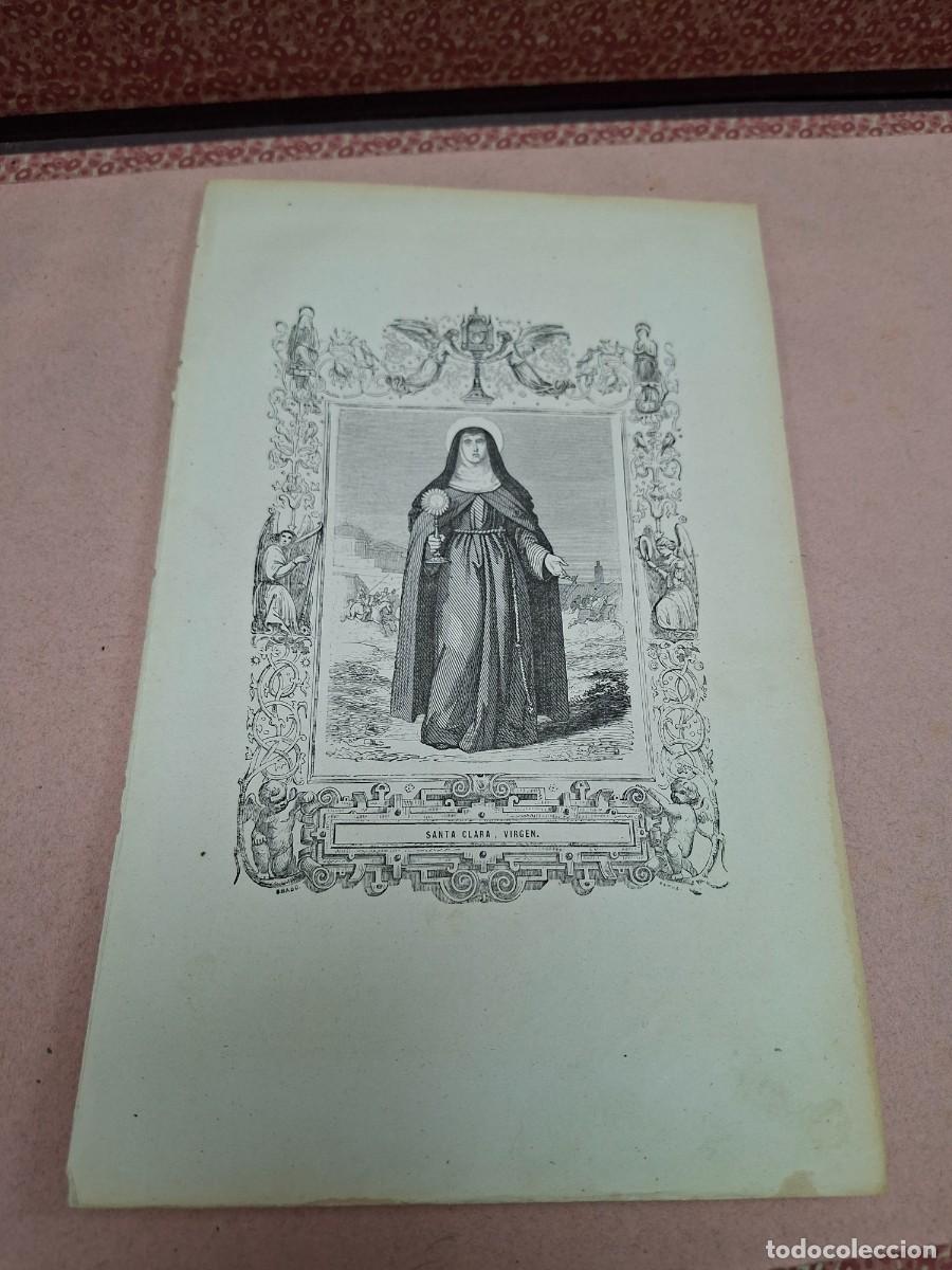 Otros art&iacute;culos de coleccionismo en papel: ANTIGUA L&Aacute;MINA RELIGIOSA GRABADO SANTA CLARA VIRGEN