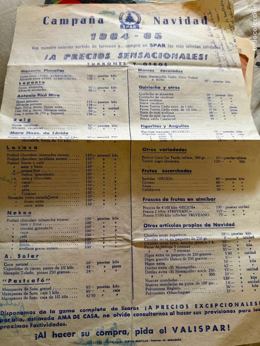 Otros art&iacute;culos de coleccionismo en papel: Campa&ntilde;a navidad spar 1964/65