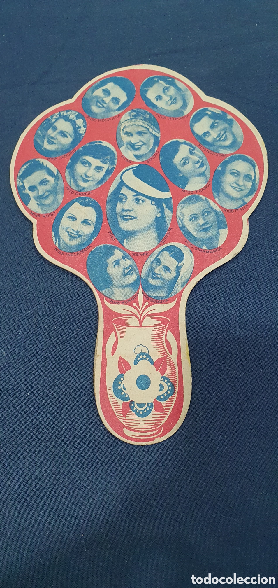 Altri oggetti di carta: Antiguo abanico o pai pai. Misses del mundo. Raro. (L133)